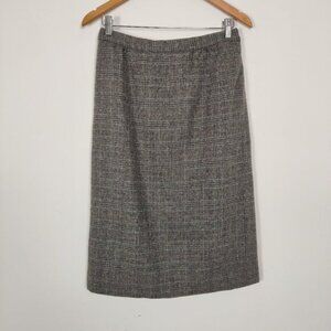 Boston Traveler Womens Midi Pencil Skirt Sz 6 Wool Gray Glen Plaid